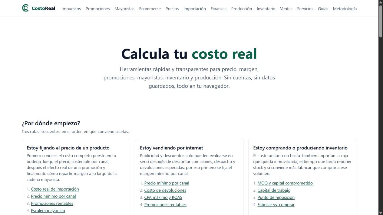 Costo Real website created by our team