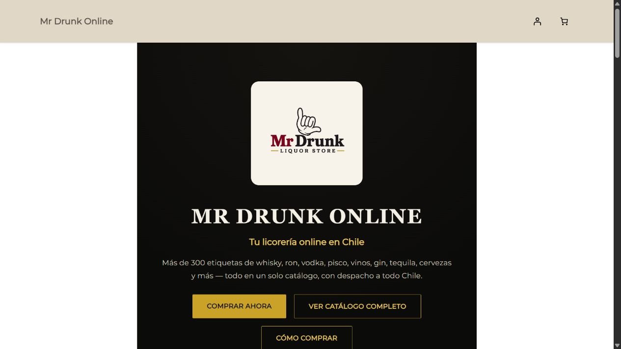 Mr Drunk Online storefront built by our team, with product catalog and clear shopping actions